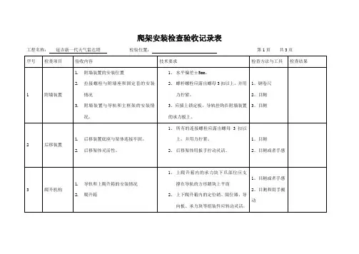爬架安装检查验收记录表
