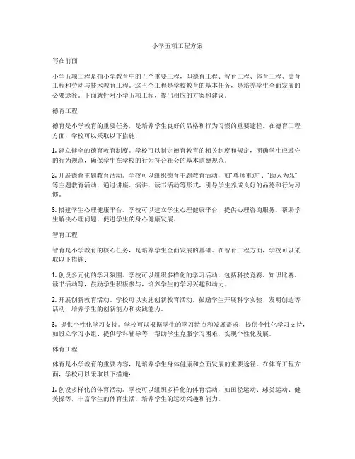 小学五项工程方案