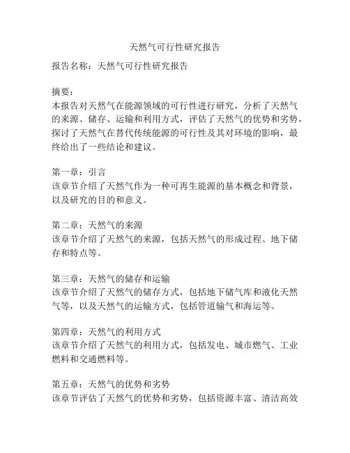 天然气可行性研究报告