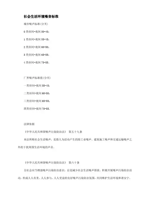 社会生活环境噪音标准