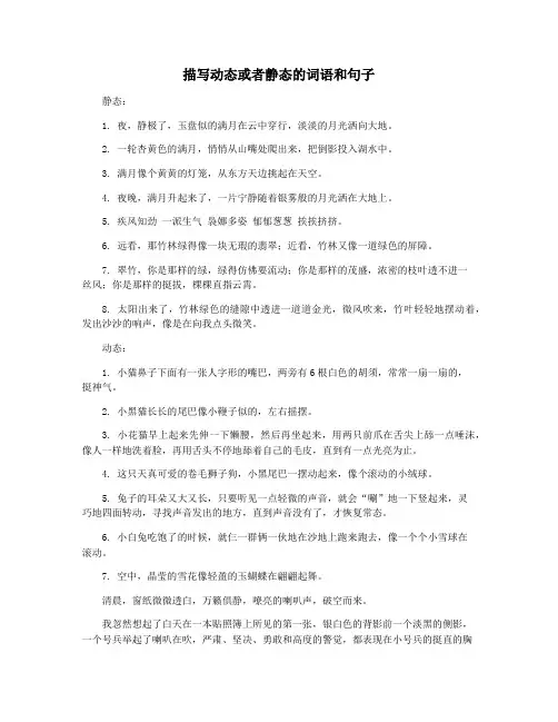 描写动态或者静态的词语和句子