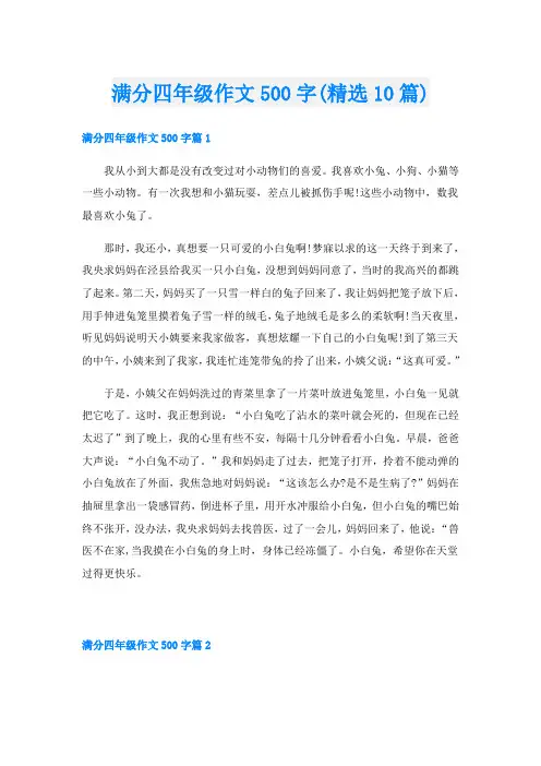 满分四年级作文500字(精选10篇)