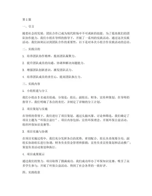 小组合作实践报告总结(2篇)