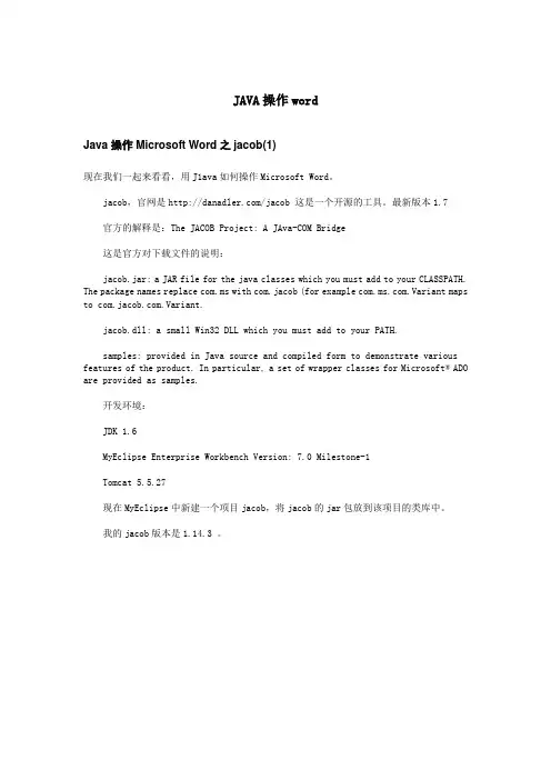 java操作word(内部资料)