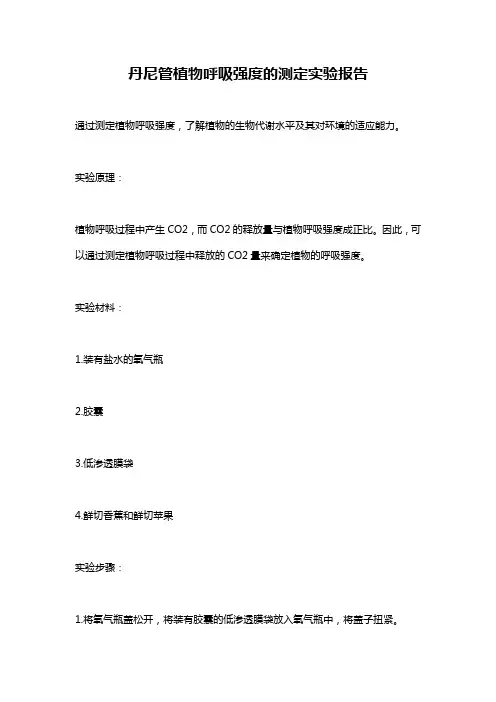 丹尼管植物呼吸强度的测定实验报告