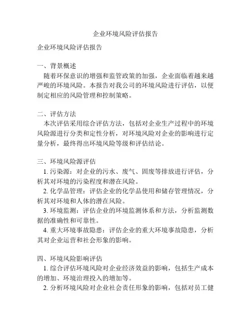 企业环境风险评估报告