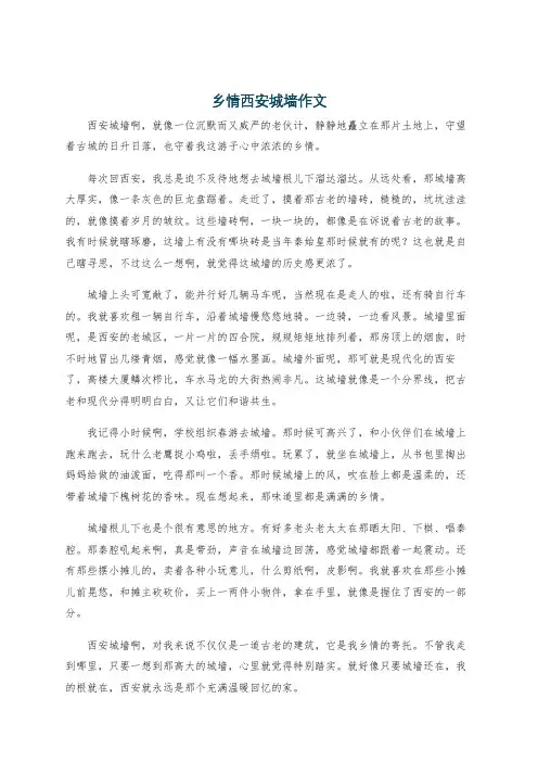乡情西安城墙作文