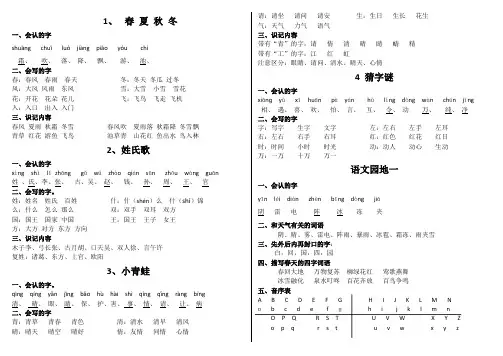 部编版语文一年级下册全册各课知识汇总