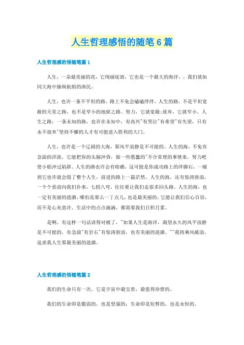 人生哲理感悟的随笔6篇