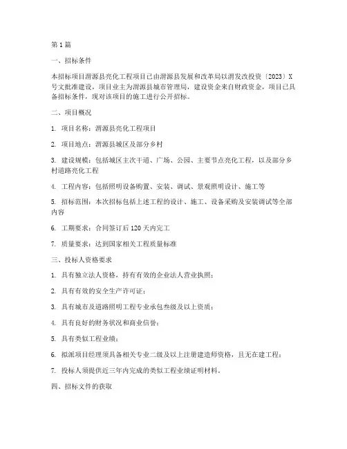 渭源县亮化工程项目招标(3篇)