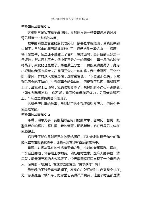 照片里的故事作文（精选15篇）
