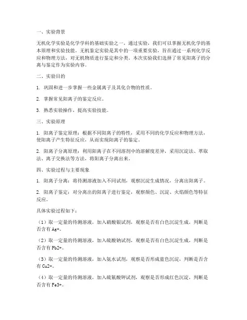无机鉴定实验报告总结