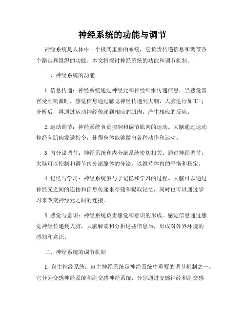 神经系统的功能与调节