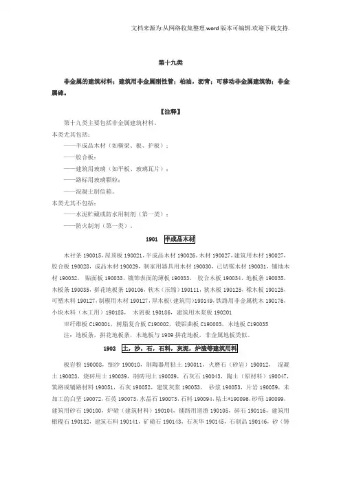 商标分类第19类