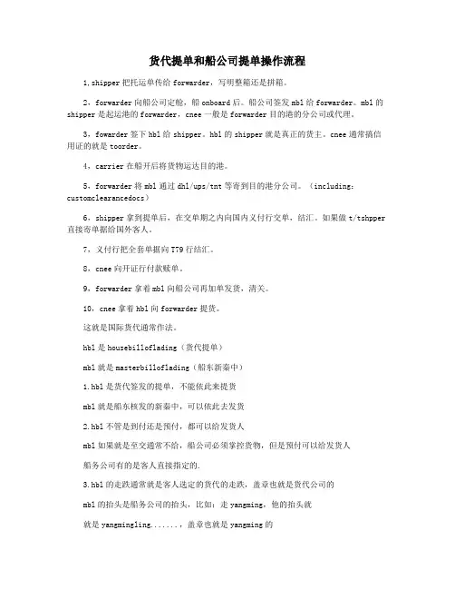 货代提单和船公司提单操作流程