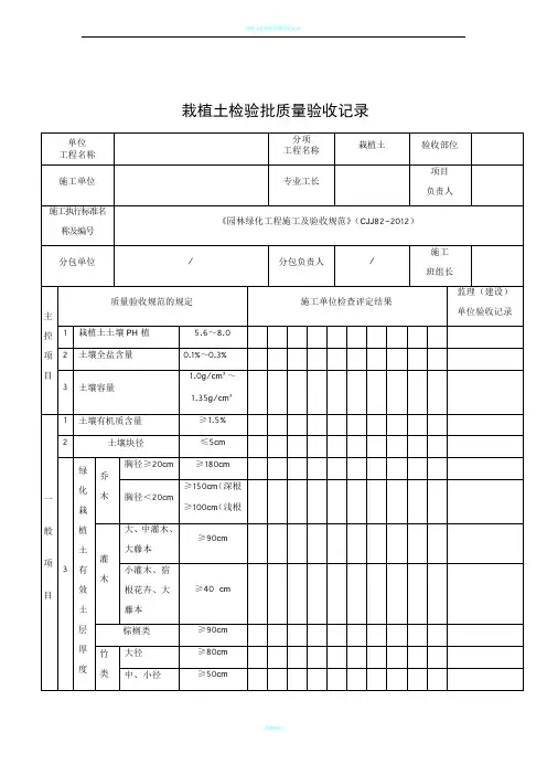 《园林绿化工程施工及验收规范》(CJJ82-2012配套)表格