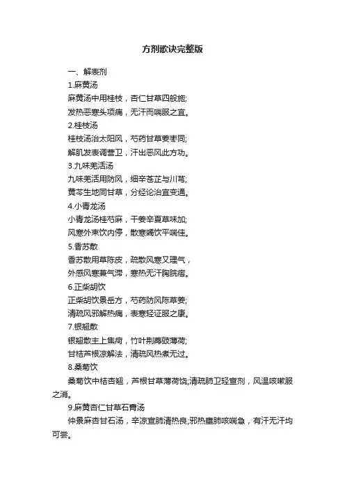 方剂歌诀完整版