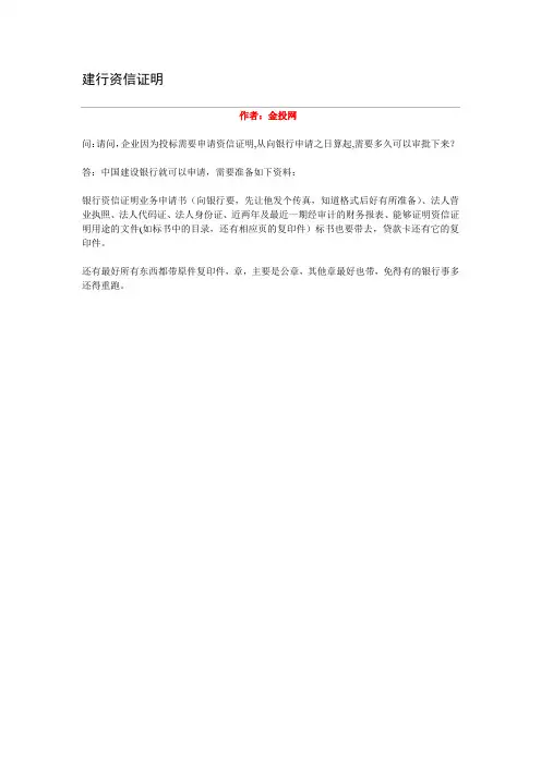 建行资信证明