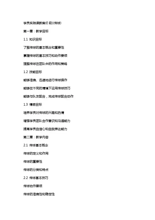 学员实践课教案(E级)(传球)