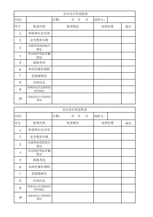 安全员日常巡检记录
