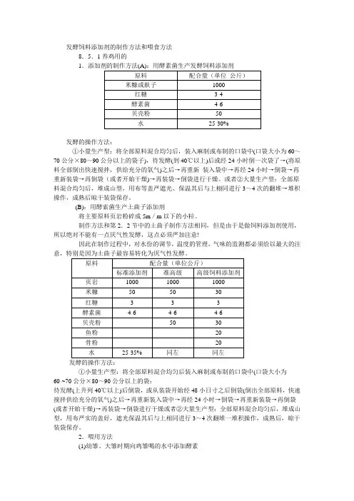发酵饲料添加剂的制作方法和喂食方法