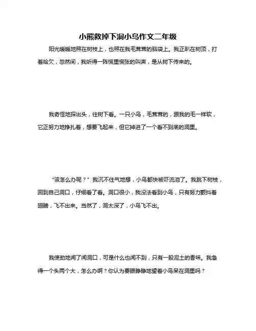 小熊救掉下洞小鸟作文二年级
