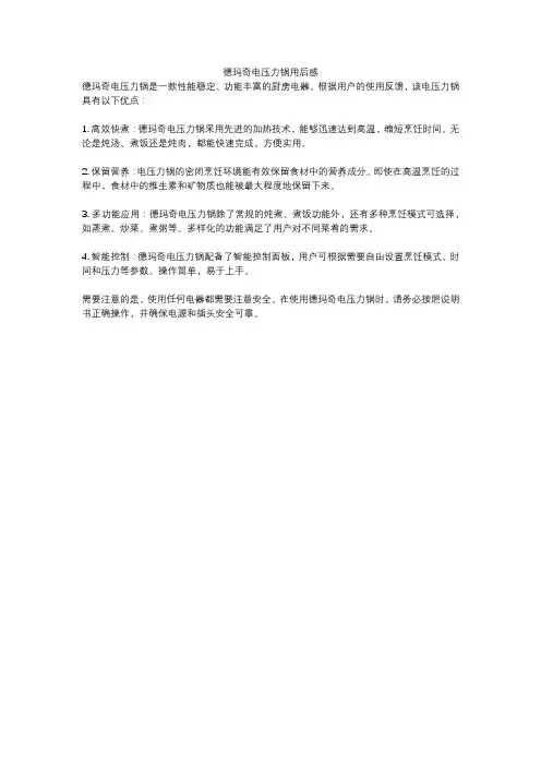 德玛奇电压力锅用后感