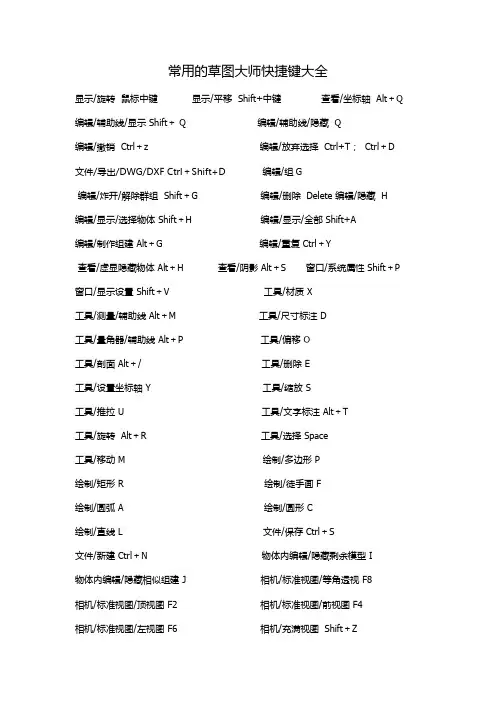 草图大师快捷键大全