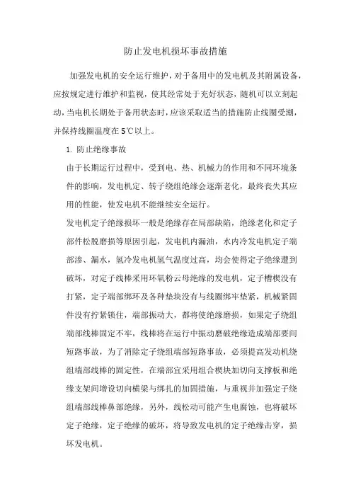防止发电机损坏事故措施