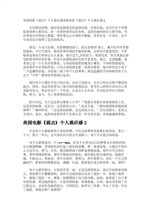 美国电影《弱点》个人观后感