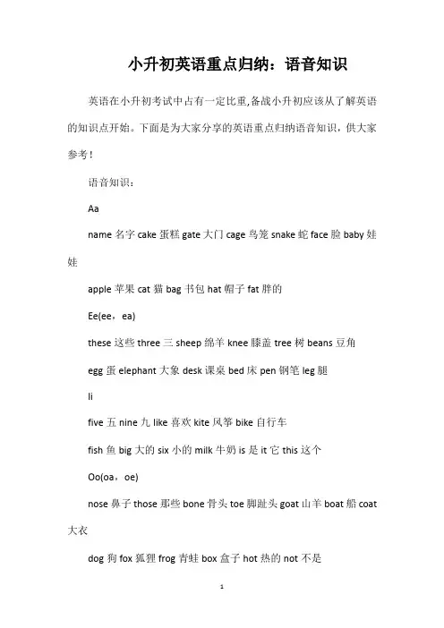 小升初英语重点归纳语音知识