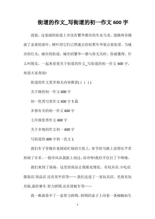 街道的作文_写街道的初一作文600字