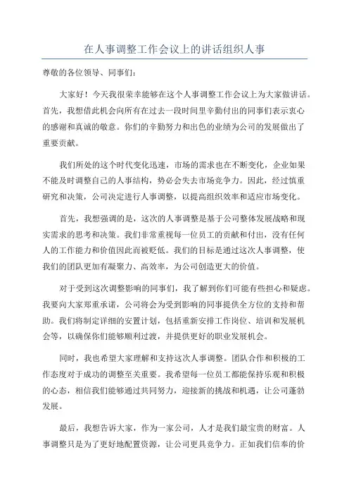 在人事调整工作会议上的讲话组织人事