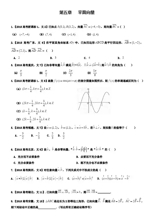 2019年高考数学真题分类汇编：专题(05)平面向量(文科)及答案