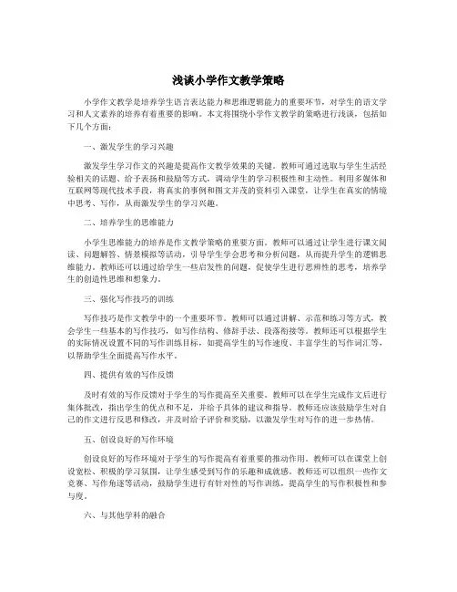 浅谈小学作文教学策略