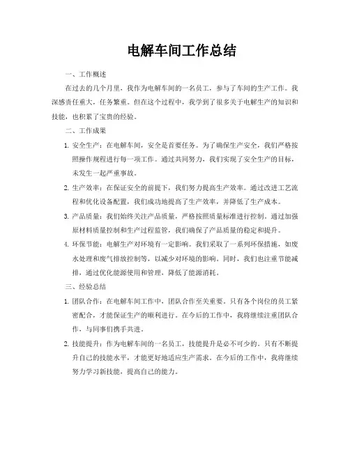 电解车间工作总结