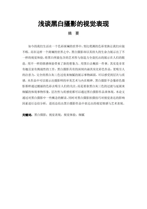 摄影系毕业论文《浅谈黑白摄影的视觉表现》
