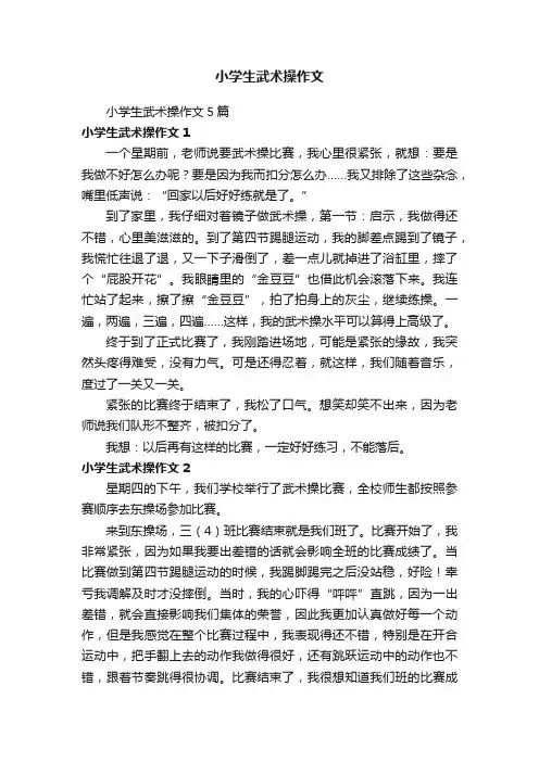 小学生武术操作文5篇