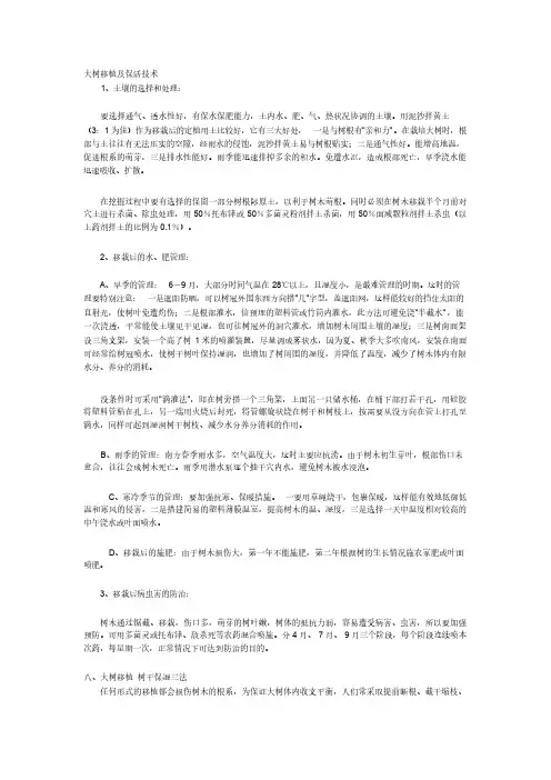 大树移植及保活技术