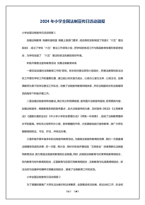 2024年小学全国法制宣传日活动简报