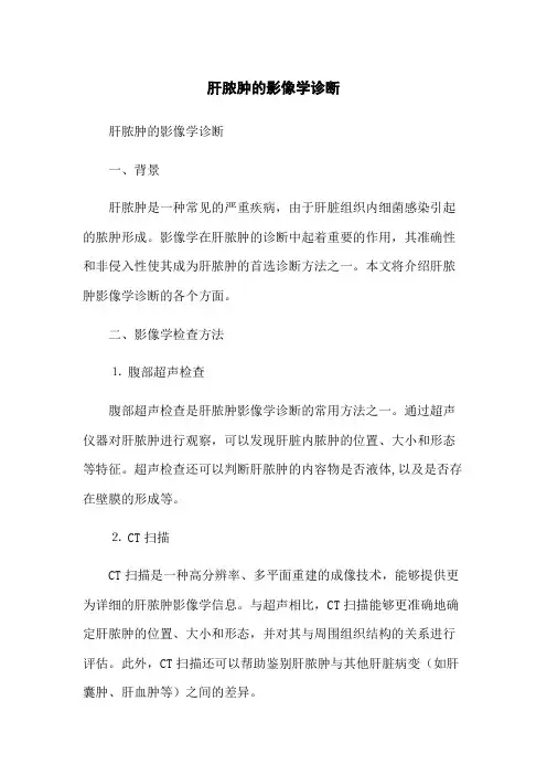 肝脓肿的影像学诊断(2023版)