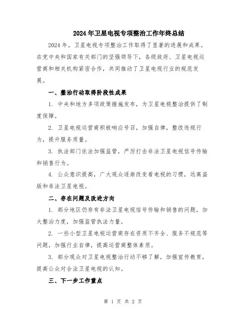 2024年卫星电视专项整治工作年终总结