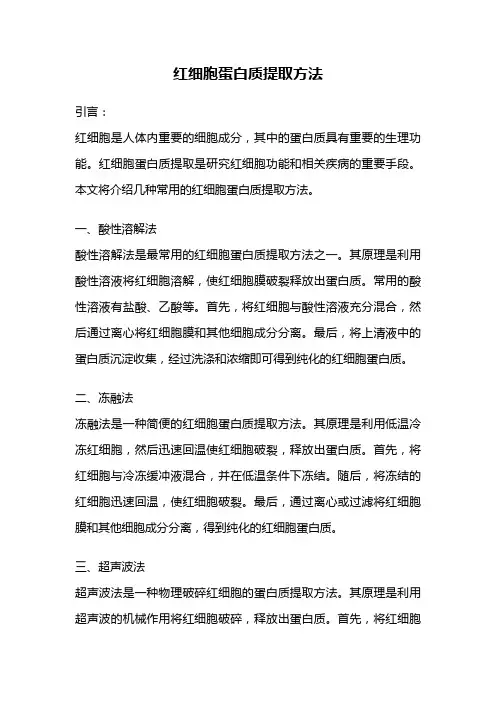 红细胞蛋白质提取方法