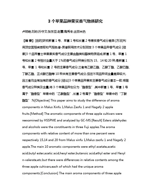 3个苹果品种果实香气物质研究