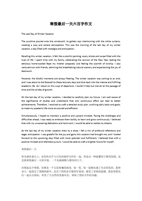 寒假最后一天六百字作文