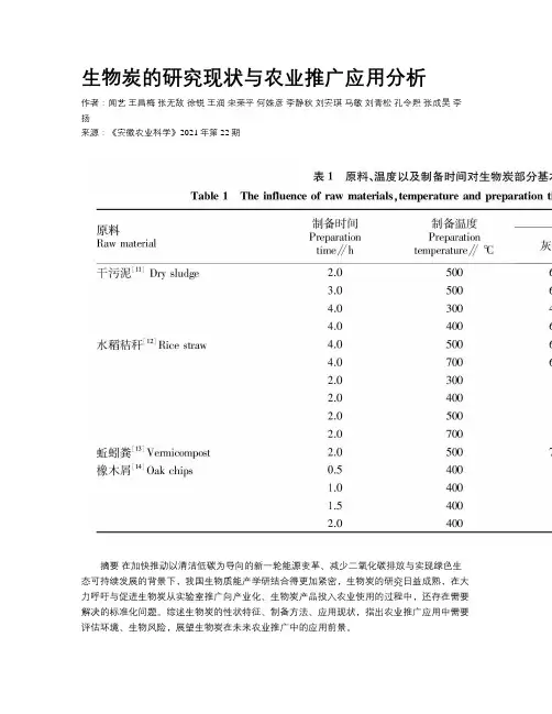 生物炭的研究现状与农业推广应用分析