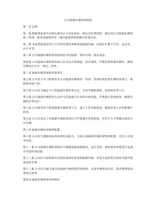 公司能源车辆管理制度