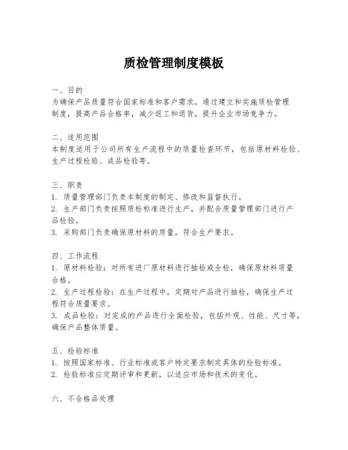 质检管理制度模板