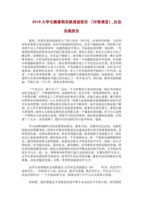 大学毛概暑期实践调查报告(问卷调查)_社会实践报告.doc