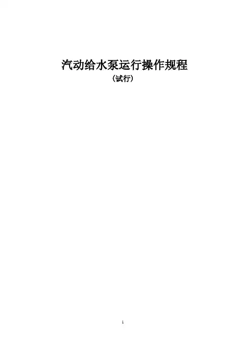 汽动给水泵运行操作规程